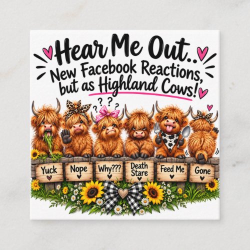 Funny Highland Cow Reactions Enclosure Card