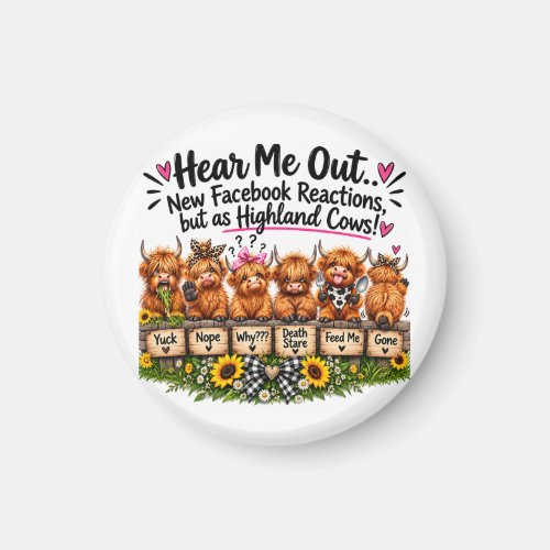 Funny Highland Cow Reactions Magnet