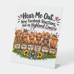 Funny Highland Cow Reactions Pedestal Sign