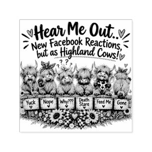 Funny Highland Cow Reactions Self-inking Stamp