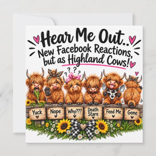 Funny Highland Cow Reactions Thank You Card