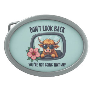 Funny Highland Cow Retro Western Motivational Art Belt Buckle