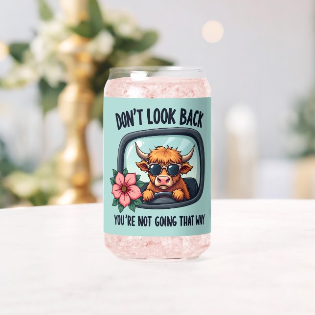 Funny Highland Cow Retro Western Motivational Art Can Glass (Insitu (Wedding))