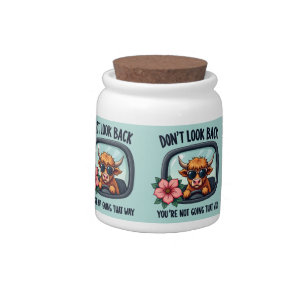 Funny Highland Cow Retro Western Motivational Art Candy Jar