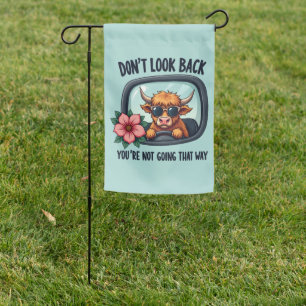 Funny Highland Cow Retro Western Motivational Art Garden Flag