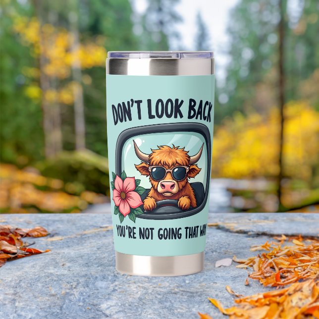 Funny Highland Cow Retro Western Motivational Art Insulated Tumbler (Outdoor (Rotated))