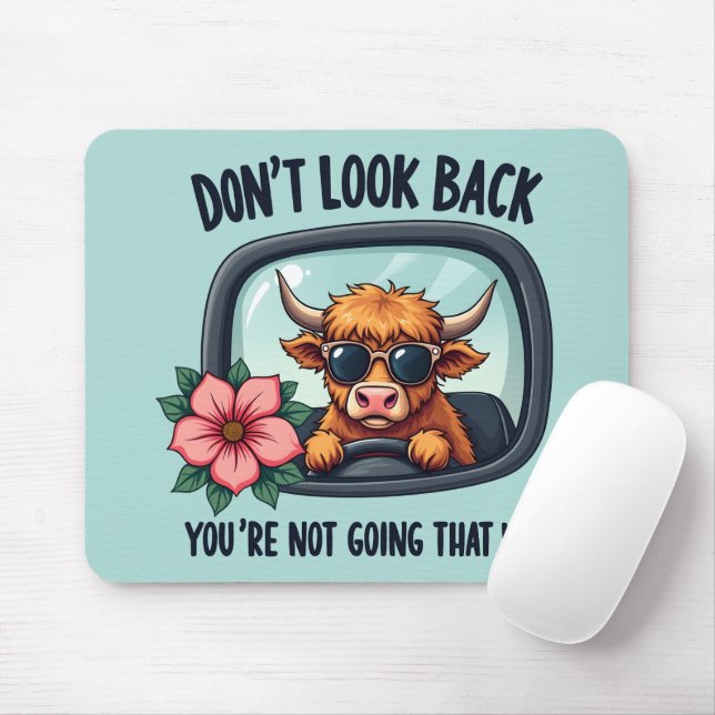 Funny Highland Cow Retro Western Motivational Art Mouse Pad (With Mouse)