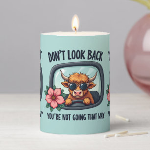 Funny Highland Cow Retro Western Motivational Art Pillar Candle