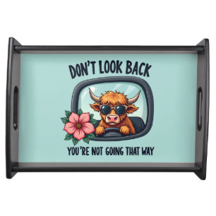 Funny Highland Cow Retro Western Motivational Art Serving Tray