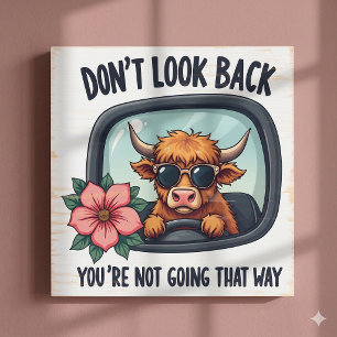 Funny Highland Cow Retro Western Motivational Art Wooden Box Sign