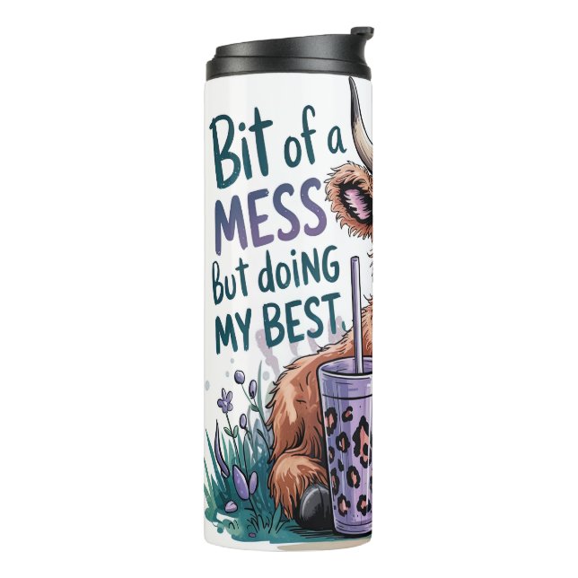 Funny Highland Cow Thermal Tumbler (Rotated Left)