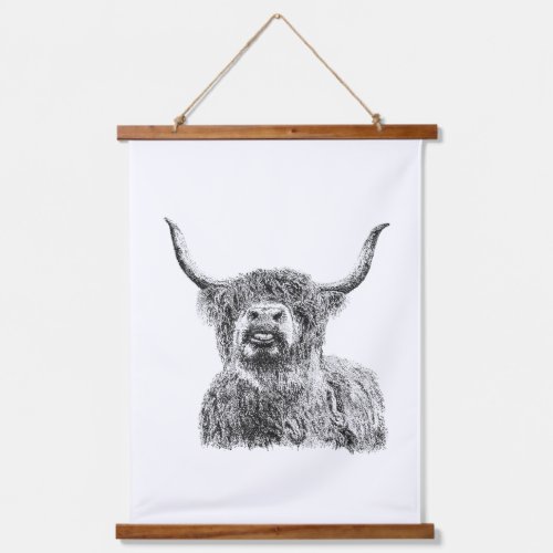 Funny Highland Cow Tongue Out Rustic Farm Animal Hanging Tapestry