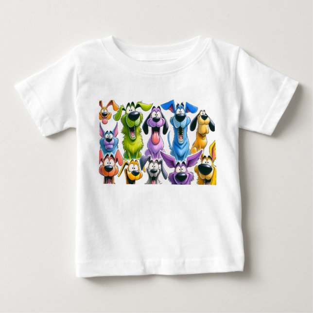 Funny Highland Cow with Coffee SVG – Cute Cartoon  Baby T-Shirt (Front)