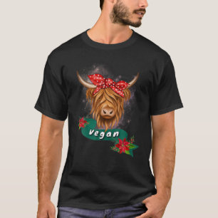 Funny Highland Cow With Flower Headband For Vegans T-Shirt