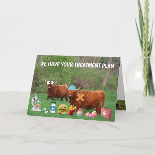 Funny Highland Steer Get Well Card