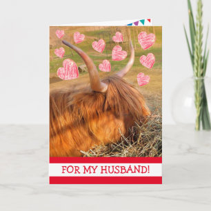 Funny Highland Steer Husband Birthday Card