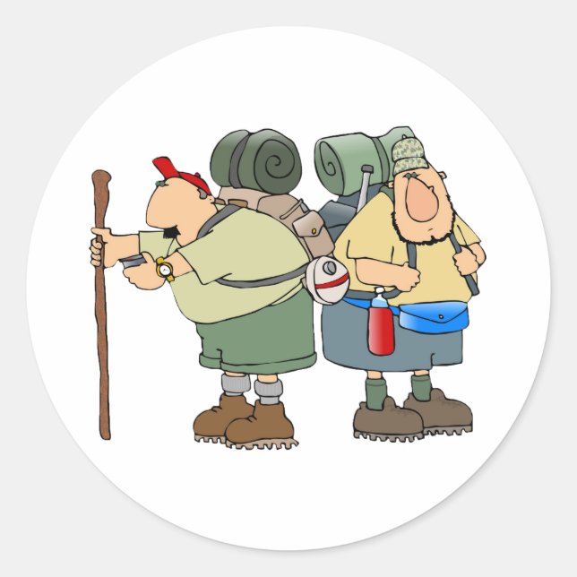 Funny Hikers Outdoor Adventure Camping Humor  Classic Round Sticker (Front)
