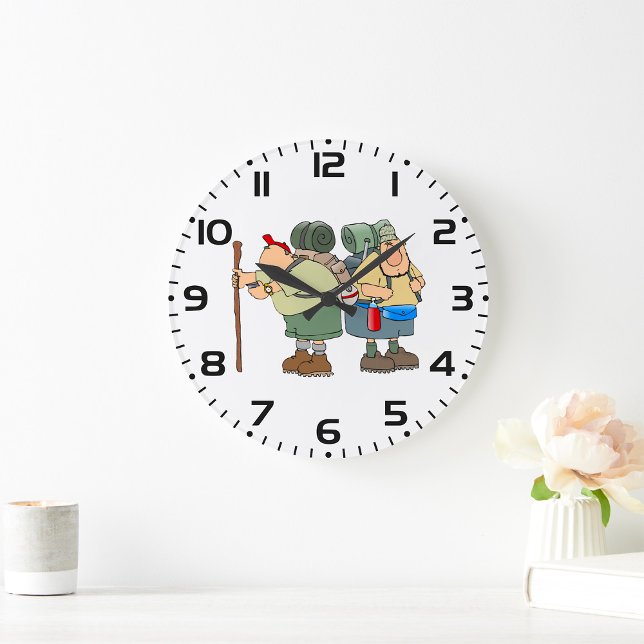 Funny Hikers Outdoor Adventure Camping Humor  Large Clock (Creator Uploaded)