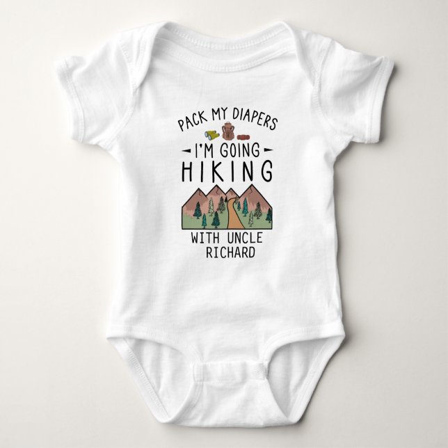 Funny Hiking Baby Hiker Uncle Cute Hiking Baby Bodysuit (Front)