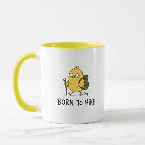 Funny Hiking Bird Cartoon Mug