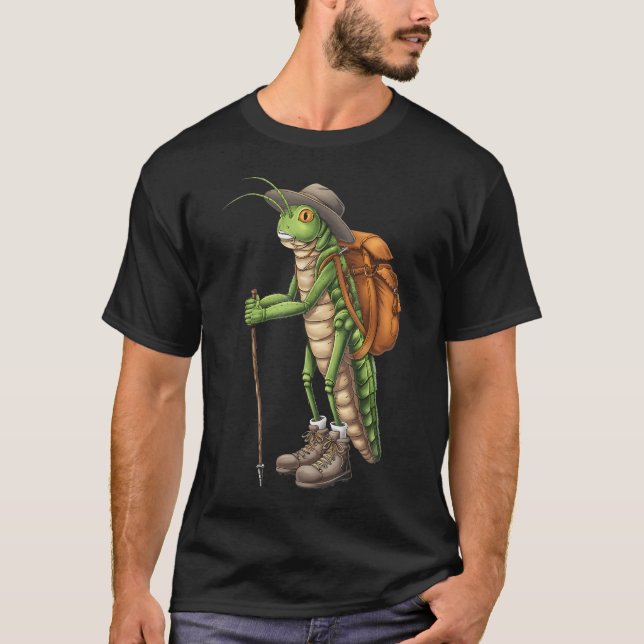 Funny Hiking Grasshopper Camping Lover T-Shirt (Front)