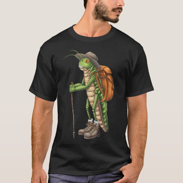 Funny Hiking Grasshopper Graphic Camping Lover Hik T-Shirt (Front)