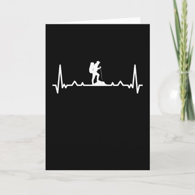 Funny Hiking Hike Gift Hiker Heartbeat Card (Front)