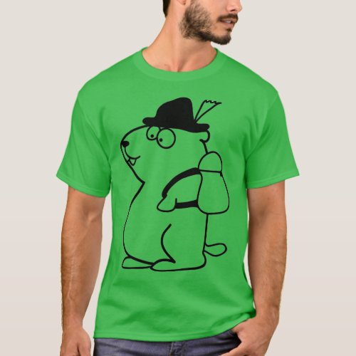 Funny Hiking Marmot with Hat and Backpack  T_Shirt