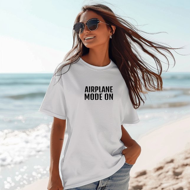 Funny hiking shirt airplane mode on black (Creator Uploaded)
