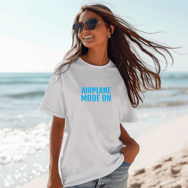 Funny hiking shirt airplane mode on turquoise (Creator Uploaded)