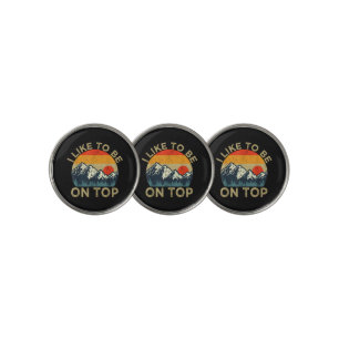 Funny Hiking Vintage Mountain Sunset Outdoor Hiker Golf Ball Marker