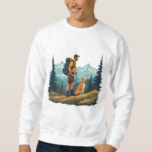 funny hiking with my Dog Hike Climbing Dog Lover Sweatshirt (Front)