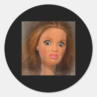 Funny Hilarious Disgusting Doll Face Meme Classic Round Sticker