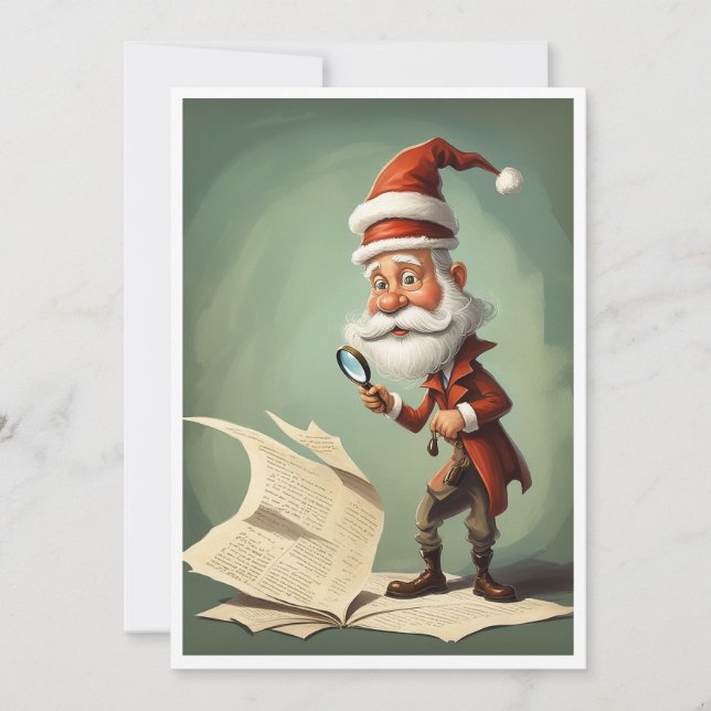 Funny Hilarious Santa Claus Detective Christmas  Holiday Card (Front)