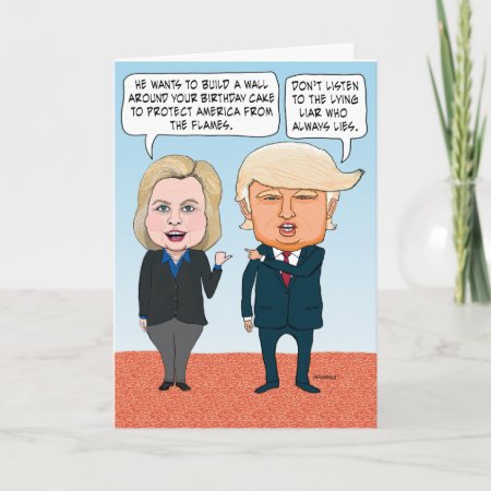Funny Hillary Clinton And Donald Trump Birthday Card