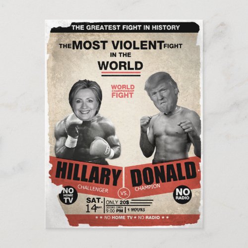 Funny Hillary Clinton vs Donald Trump Election Postcard
