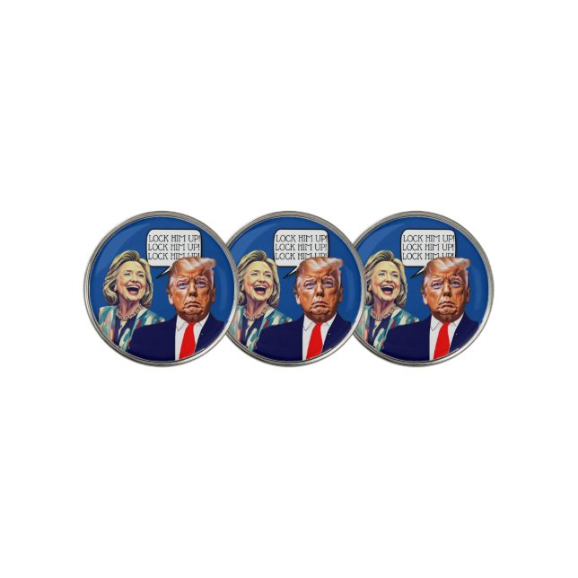Funny Hillary Says Lock Trump Up Golf Ball Marker (3 Up)