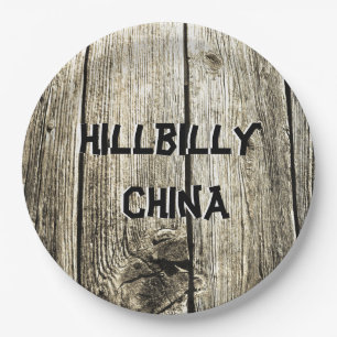 Funny Hillbilly China Faux Knotty Pine Fence Paper Plates