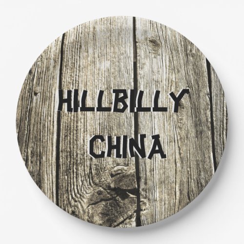 Funny Hillbilly China Faux Knotty Pine Fence Paper Plates