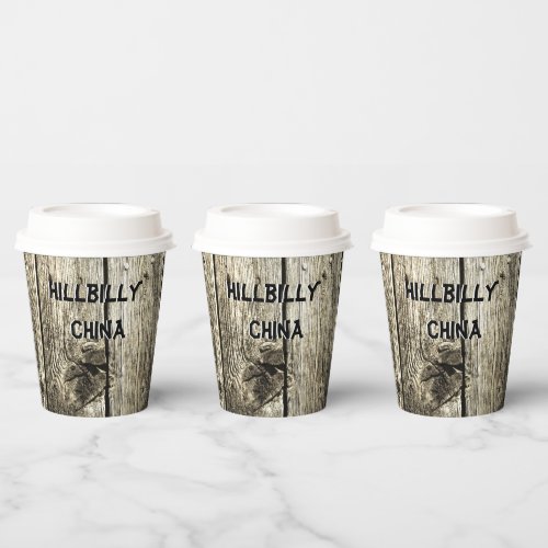 Funny Hillbilly China Faux Knotty Pine Rustic  Paper Cups
