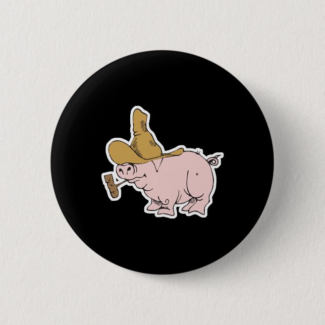 funny hillbilly pig button (Front)