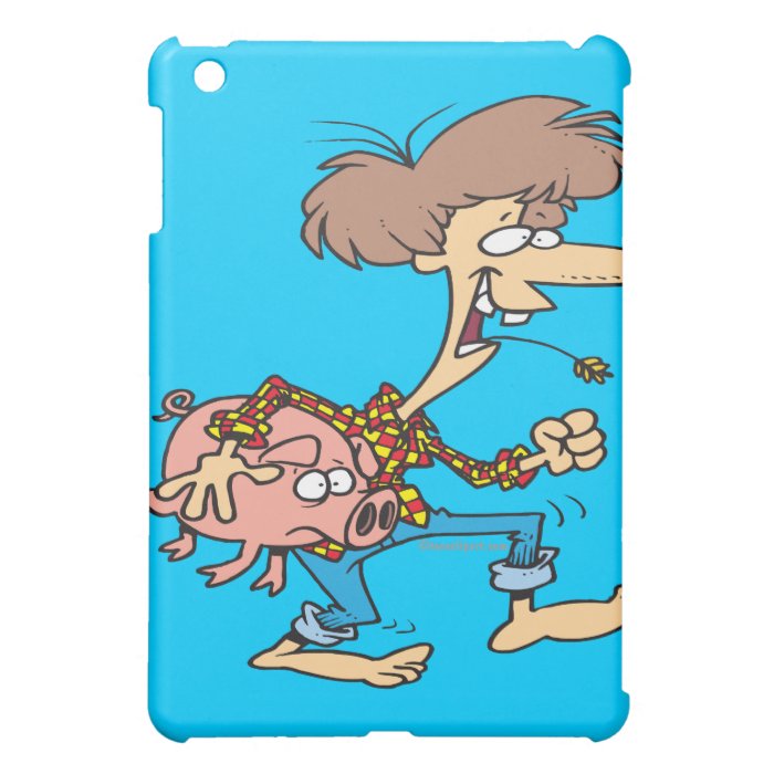 funny hillbilly redneck with pig cartoon iPad mini cases