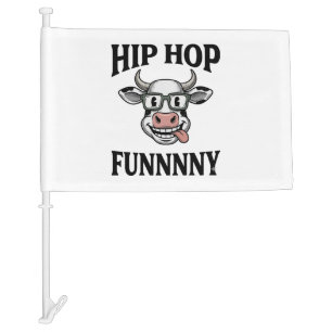 Funny Hip Hop Cow Vintage Engraving Shirt Design_1 Car Flag
