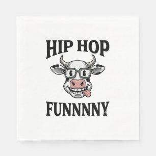 Funny Hip Hop Cow Vintage Engraving Shirt Design_1 Napkins