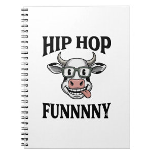 Funny Hip Hop Cow Vintage Engraving Shirt Design_1 Notebook