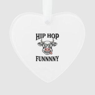 Funny Hip Hop Cow Vintage Engraving Shirt Design_1 Ornament