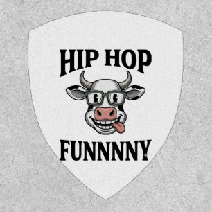 Funny Hip Hop Cow Vintage Engraving Shirt Design_1 Patch