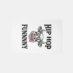Funny Hip Hop Cow Vintage Engraving Shirt Design_1 Rug