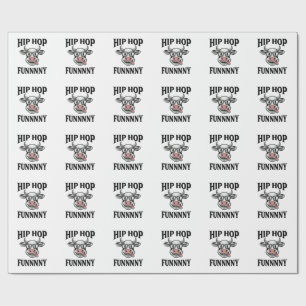 Funny Hip Hop Cow Vintage Engraving Shirt Design_1 Wrapping Paper