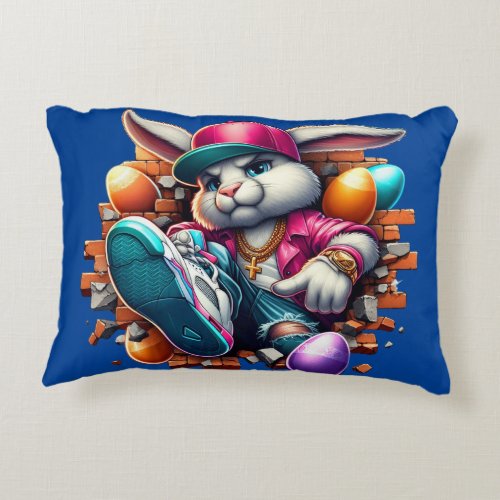  Funny hip hop Gangster Bunny Easter Urban Design Accent Pillow